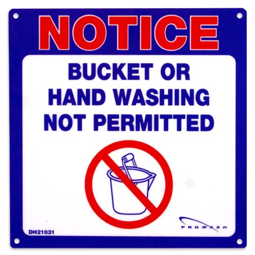 Sign Metal 'No Bucket Washing'